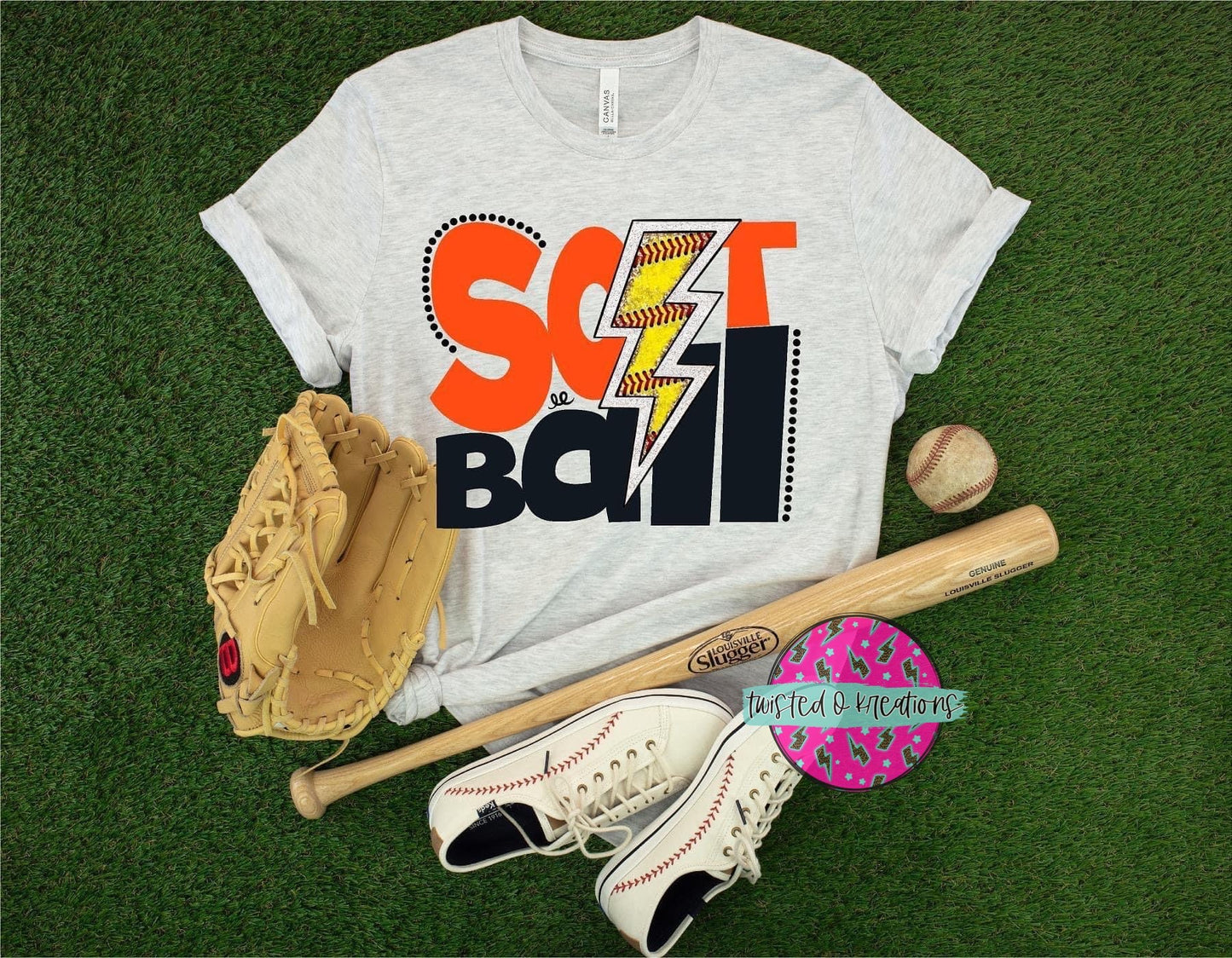 Softball lighting bolt tee