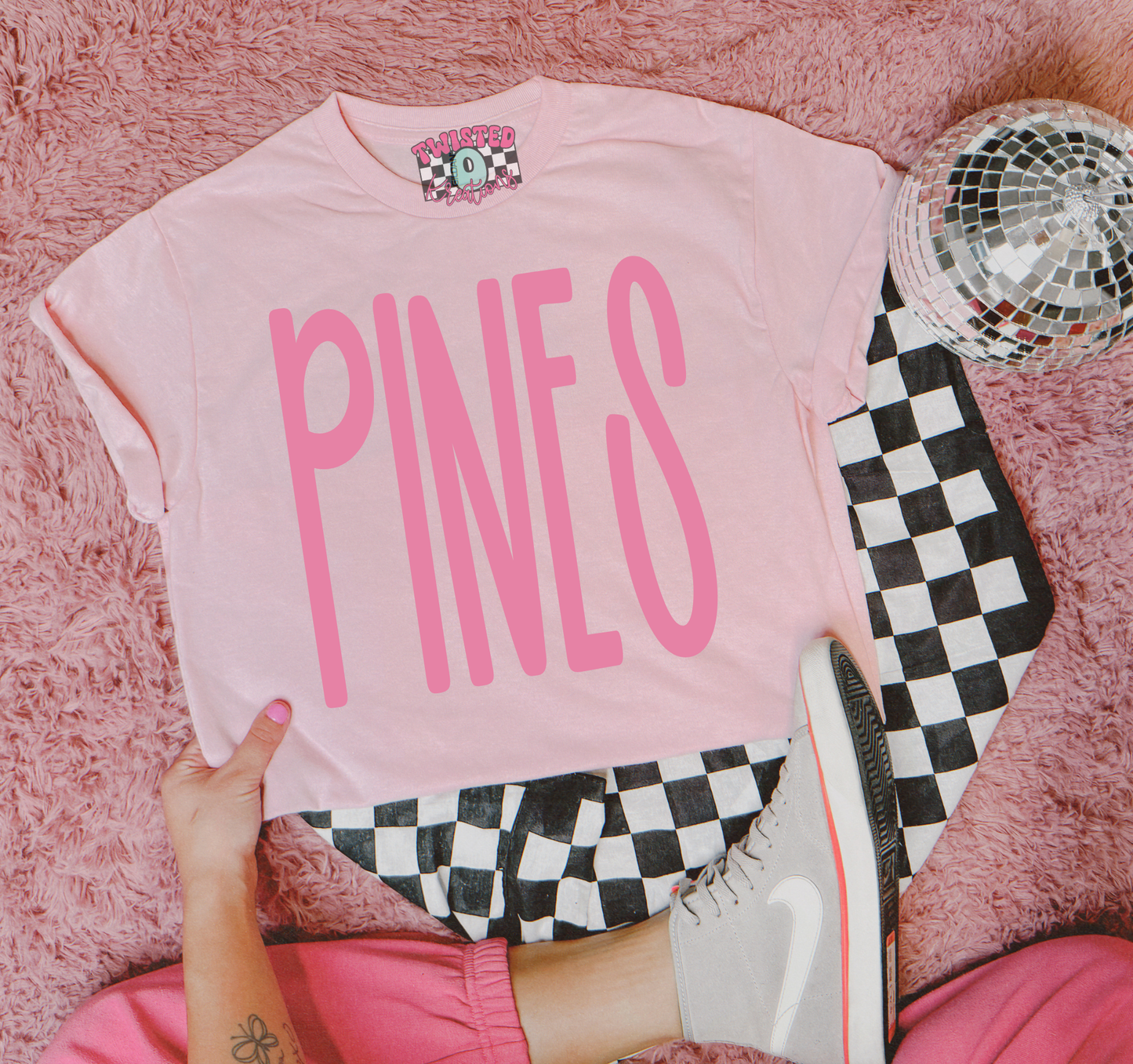 Pink "PINES" TEE