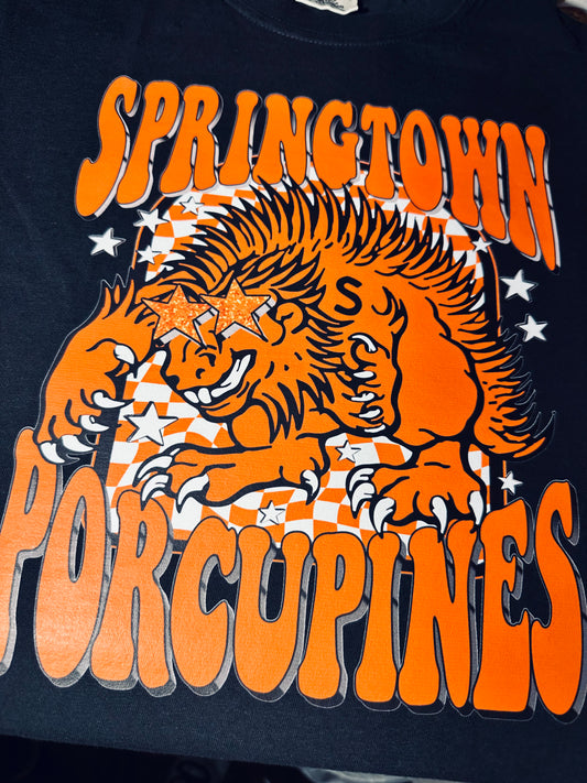 SPRINGTOWN PORCUPINES ORANGE CHECKER