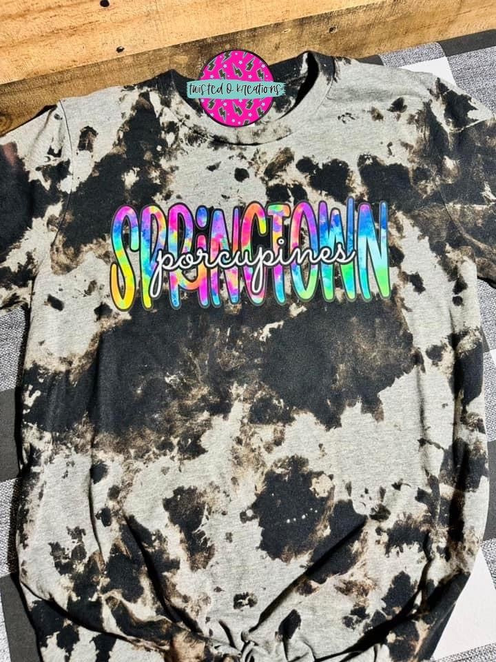 Tie Dye Springtown Porcupines Bleach Tee