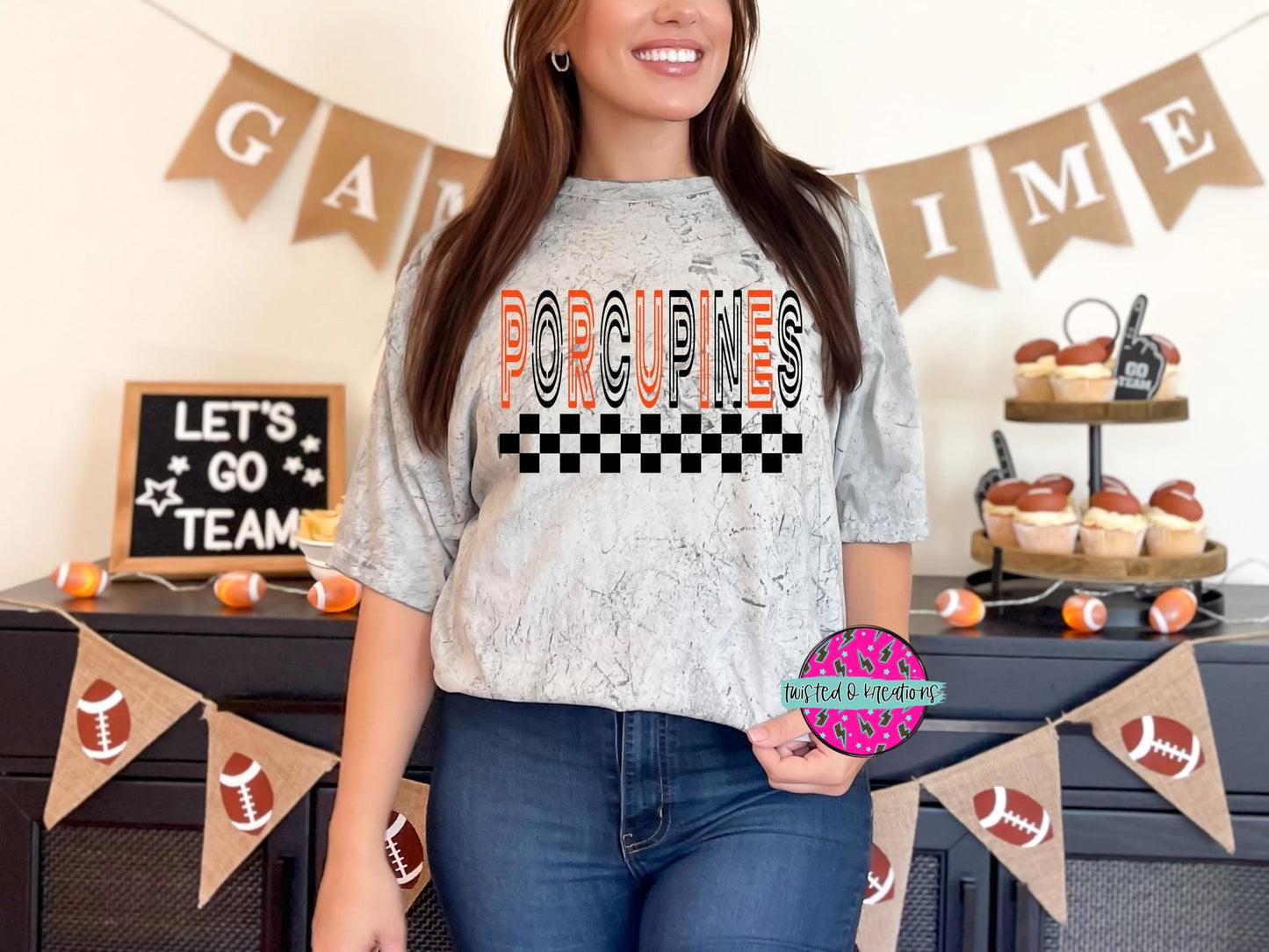 Retro Porcupines checker tee