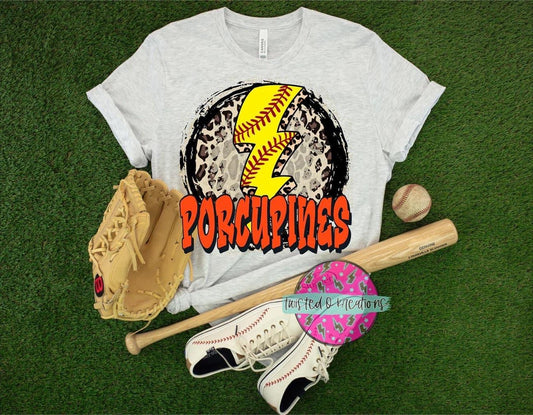 Softball lighting bolt tee