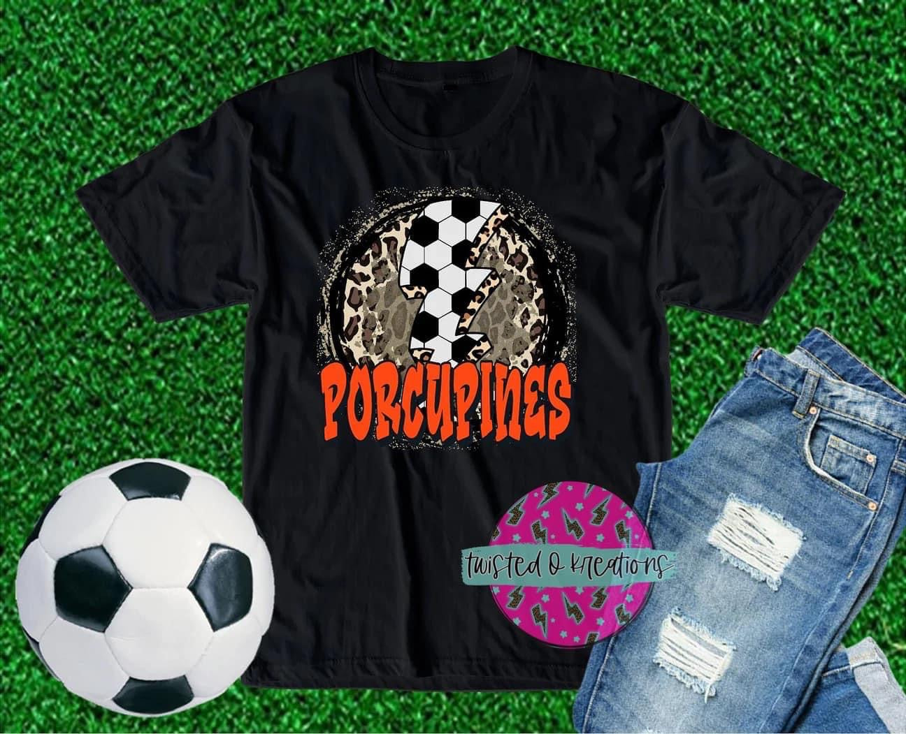 Soccer lighting bolt tee