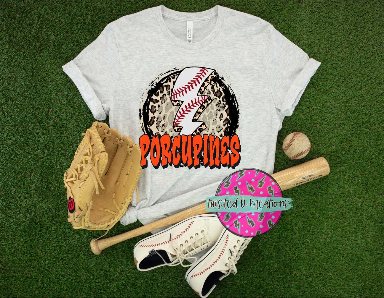 Baseball lighting bolt tee